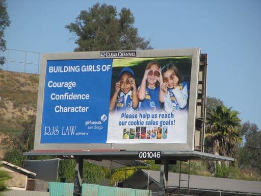 RJS LAW Billboard Donation to the Girl Scouts - Building Courage Confidence and Character