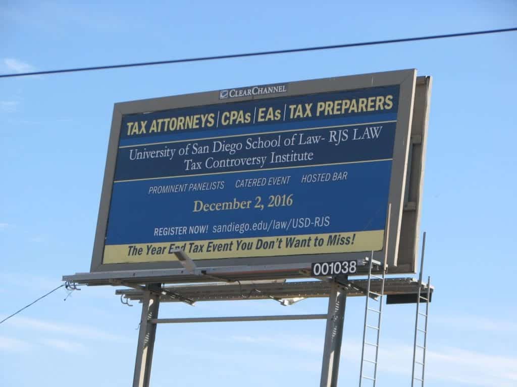 RJS LAW Billboard Donation to University of San Diego School of Law - RJS LAW Tax Controversy Institute 