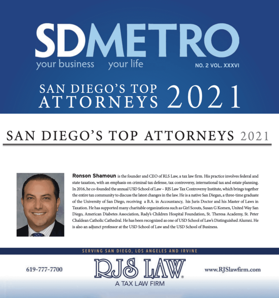 San Diego Best Attorneys- San Diego Metro Magazine 2021